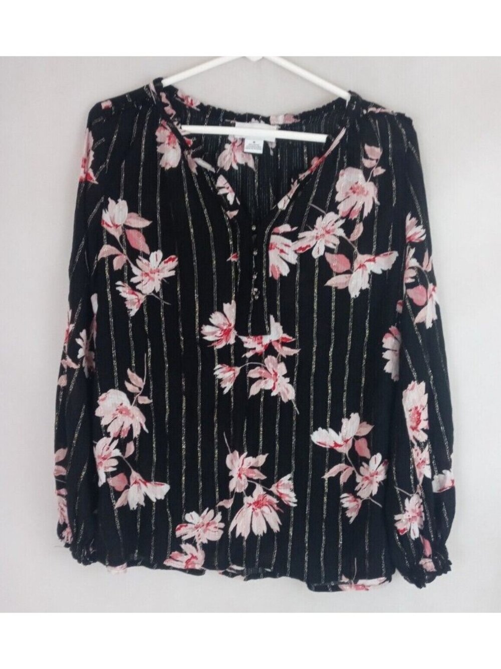 Liz Claiborne Women's Metallic Blouse With Floral Designs Size Medium
